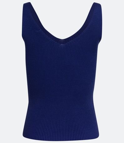 Blusa Musculosa en Punto Acanalado con Escote V 6