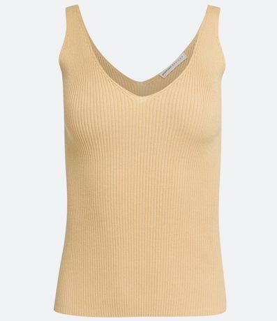 Blusa Musculosa en Punto Acanalado con Escote V 5