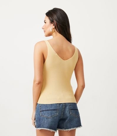 Blusa Musculosa en Punto Acanalado con Escote V 3