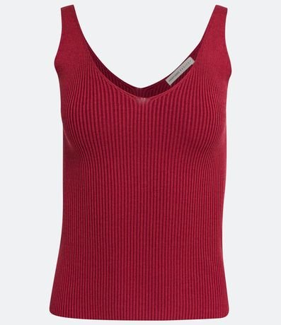 Blusa Musculosa en Punto Acanalado con Escote V 6