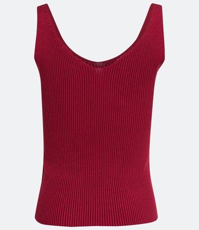 Blusa Musculosa en Punto Acanalado con Escote V 7