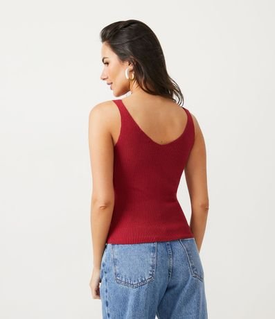 Blusa Musculosa en Punto Acanalado con Escote V 4
