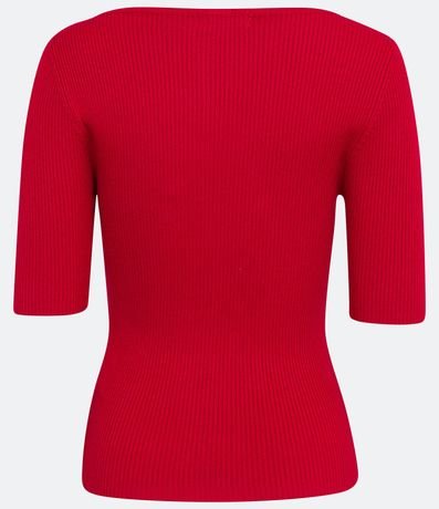 Blusa de Punto Acanalada con Cuello Barco 6