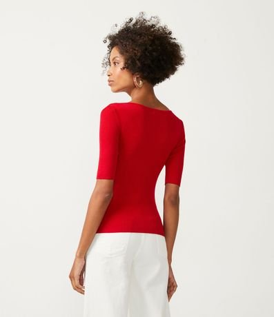 Blusa de Punto Acanalada con Cuello Barco 3