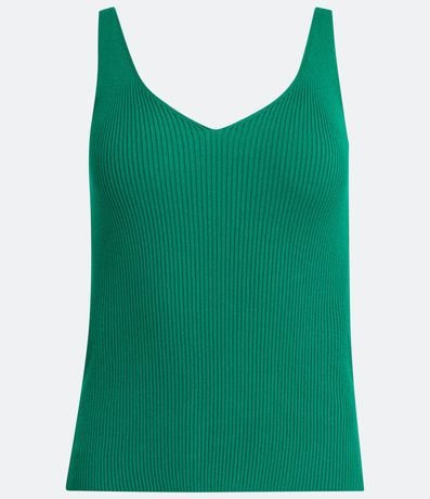 Blusa Musculosa en Punto Acanalado con Escote V 4