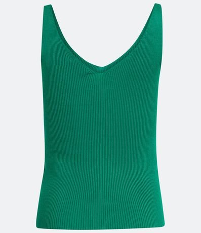 Blusa Musculosa en Punto Acanalado con Escote V 5