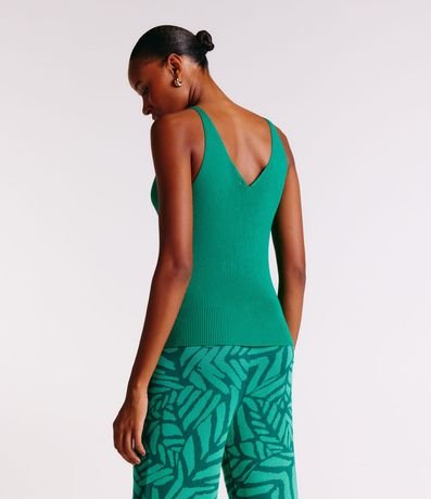 Blusa Musculosa en Punto Acanalado con Escote V 2