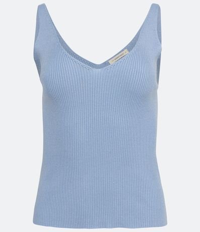 Blusa Musculosa en Punto Acanalado con Escote V 5