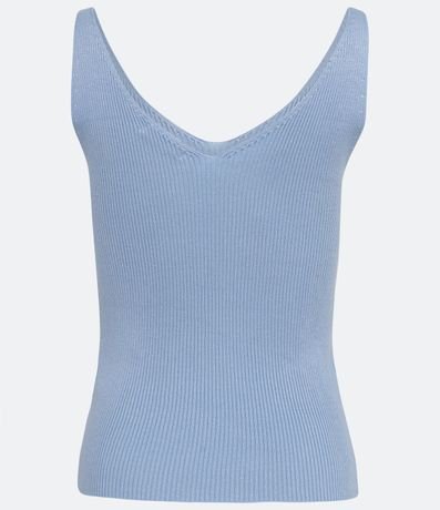 Blusa Musculosa en Punto Acanalado con Escote V 6