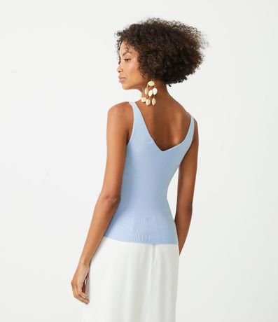 Blusa Musculosa en Punto Acanalado con Escote V 3