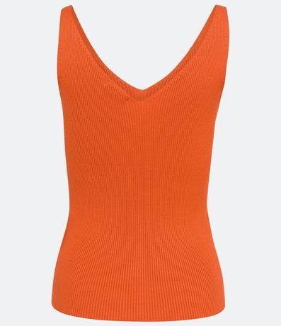 Blusa Musculosa en Punto Acanalado con Escote V 7