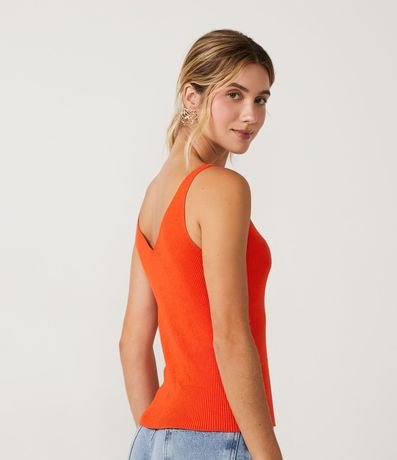 Blusa Musculosa en Punto Acanalado con Escote V 3