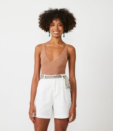 Blusa Musculosa en Tejido de Punto Acanelada