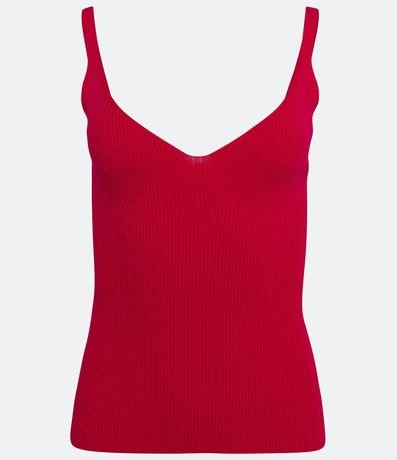 Blusa Musculosa de Punto Acanalado con Escote V 5