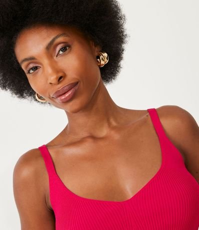 Blusa Musculosa de Punto Acanalado con Escote V 4