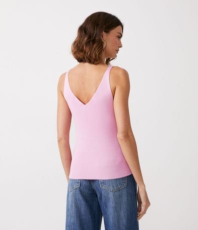 Blusa Musculosa en Punto Acanalado con Escote V 3