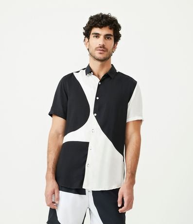 Camisa Slim en Viscosa con Color Block 1