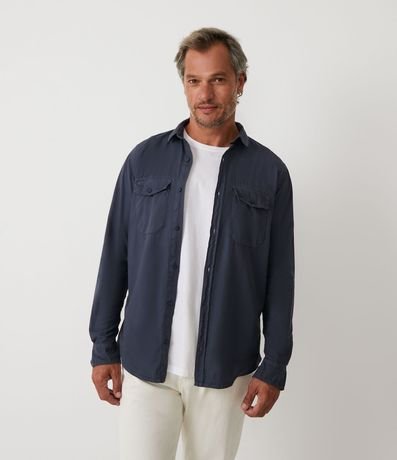 Camisa en Sarga con Bolsillo 6