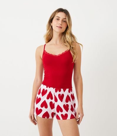 Pijama Short Doll en Algodón con Estampado Corazón 1