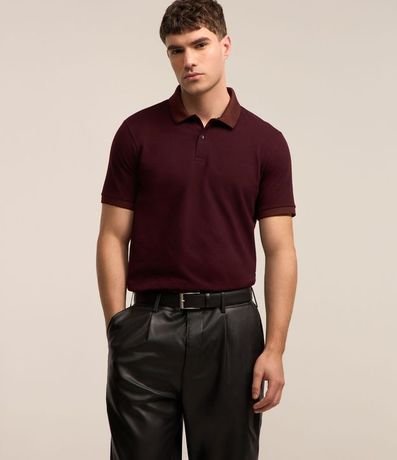 Polo Manga Corta con Cuello Jacquard