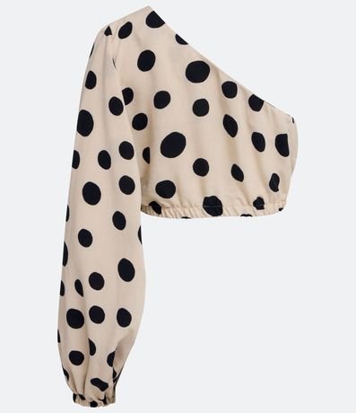 Blusa Cropped en Viscolino con Escote Um Hombro y Estampado de Lunares 6