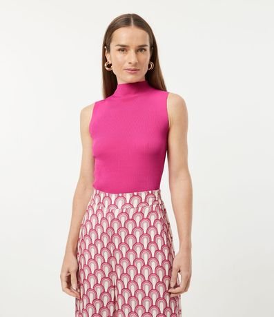 Blusa Musculosa Básica de Punto con Cuello Alto 2