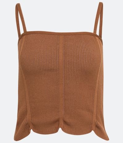 Blusa Musculosa de Punto Acanalado con Dobladillo Ondulado 5