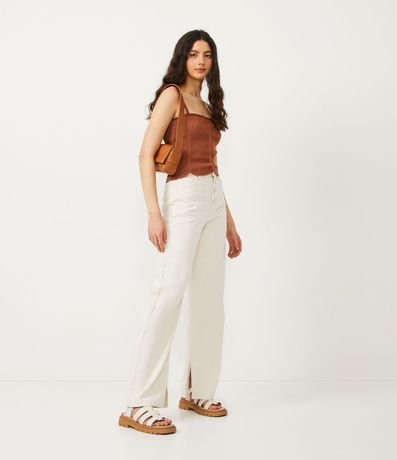 Blusa Musculosa de Punto Acanalado con Dobladillo Ondulado 2