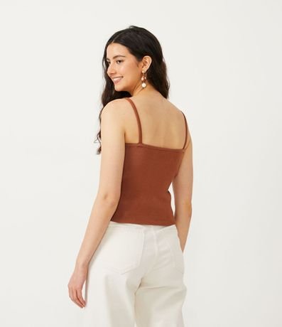 Blusa Musculosa de Punto Acanalado con Dobladillo Ondulado 3