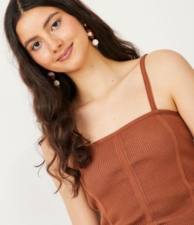Blusa Musculosa de Punto Acanalado con Dobladillo Ondulado 4