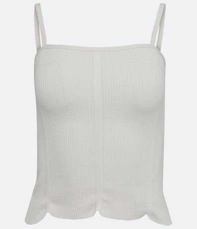 Blusa Musculosa de Punto Acanalado con Dobladillo Ondulado 5