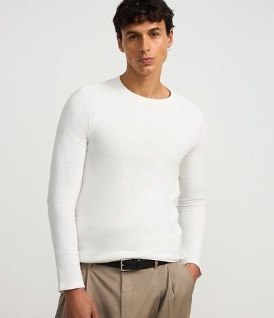 Remera Slim en Algodón con Textura Acanalada