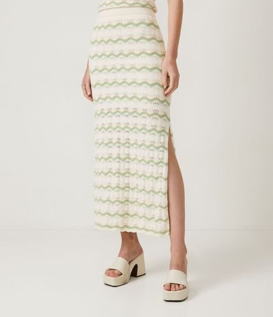 Pollera Midi de Punto con Estampado de Olas 2
