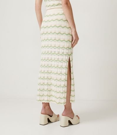 Pollera Midi de Punto con Estampado de Olas 3