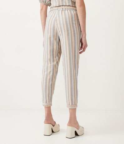 Pantalón Recto en Algodón con Cintura Elástica y Estampado de Rayas 3