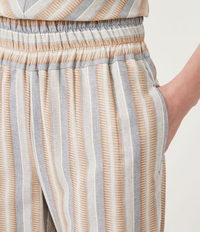 Pantalón Recto en Algodón con Cintura Elástica y Estampado de Rayas 4