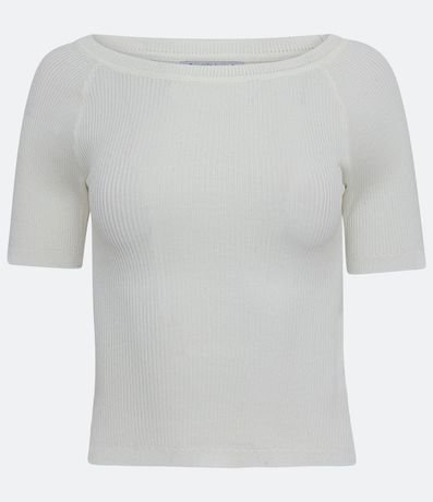 Blusa de Punto con Cuello Barco Acanalada 1