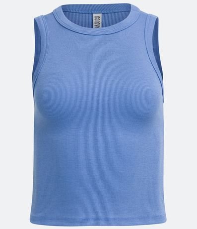 Blusa Cropped sin Manga en Ribana con Cuello Redondo 5