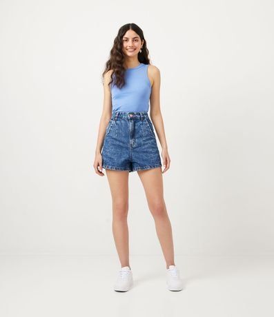 Blusa Cropped sin Manga en Ribana con Cuello Redondo 2