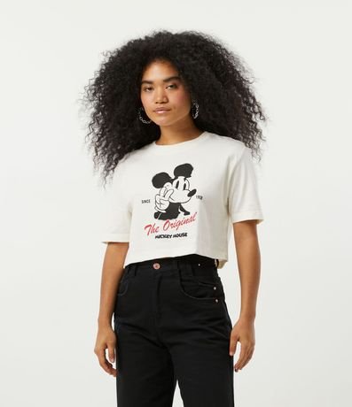 Blusa Cropped en Algodón con Estampado do Mickey Original 1