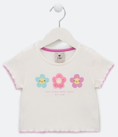 Blusa Cropped Infantil Acanalado con Bordado de flor - Talle 1 a 5 años 1
