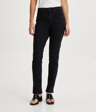 Pantalón Recto Jeans con Cintura Mediana 2