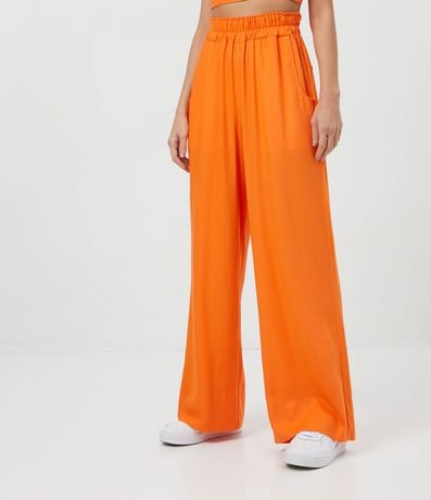 Pantalón Wide Leg en Viscolino con Cintura Elástica y Bolsillos 2