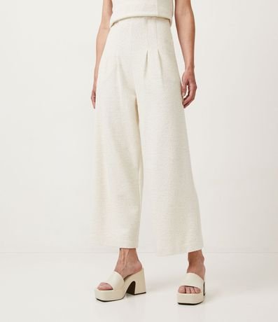 Pantalón Pantalona en Tweed con Pliegues 2