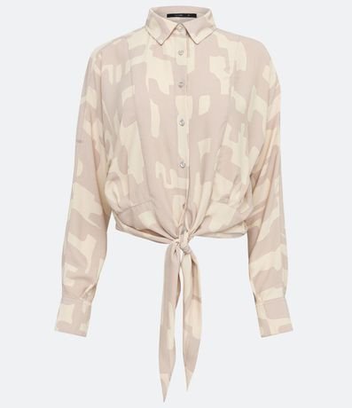 Camisa en Crepé con lazo Frontal y Estampado Geométrica 7