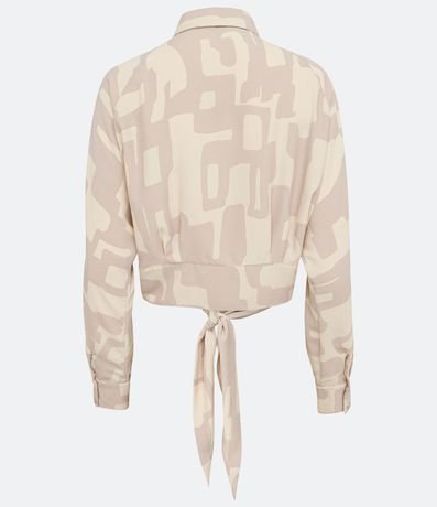 Camisa en Crepé con lazo Frontal y Estampado Geométrica 8