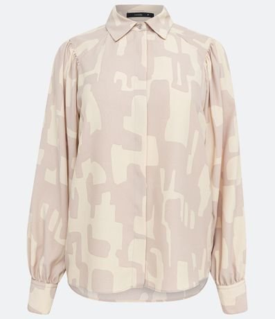 Camisa en Crepé con Manga Abullonada y Estampado Abstracto 6