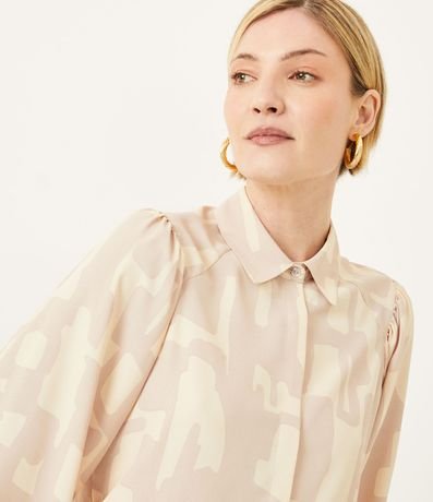 Camisa en Crepé con Manga Abullonada y Estampado Abstracto 4