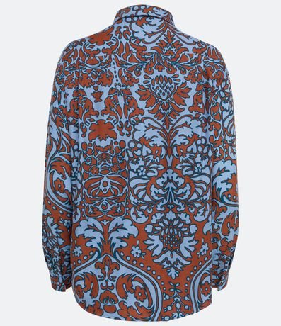 Camisa Alargada en Crepé con Estampado de Arabescos 7