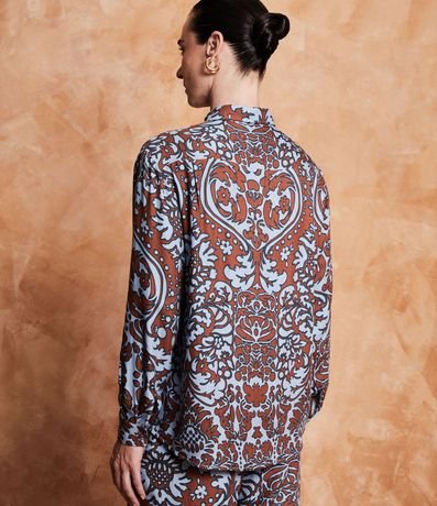 Camisa Alargada en Crepé con Estampado de Arabescos 3